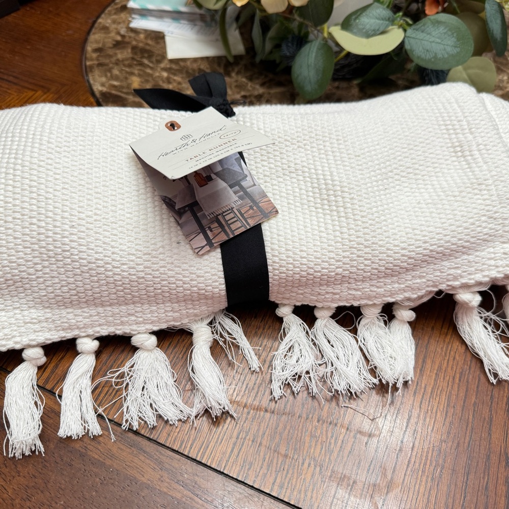 Hearth & Hand Cream Textured table runner